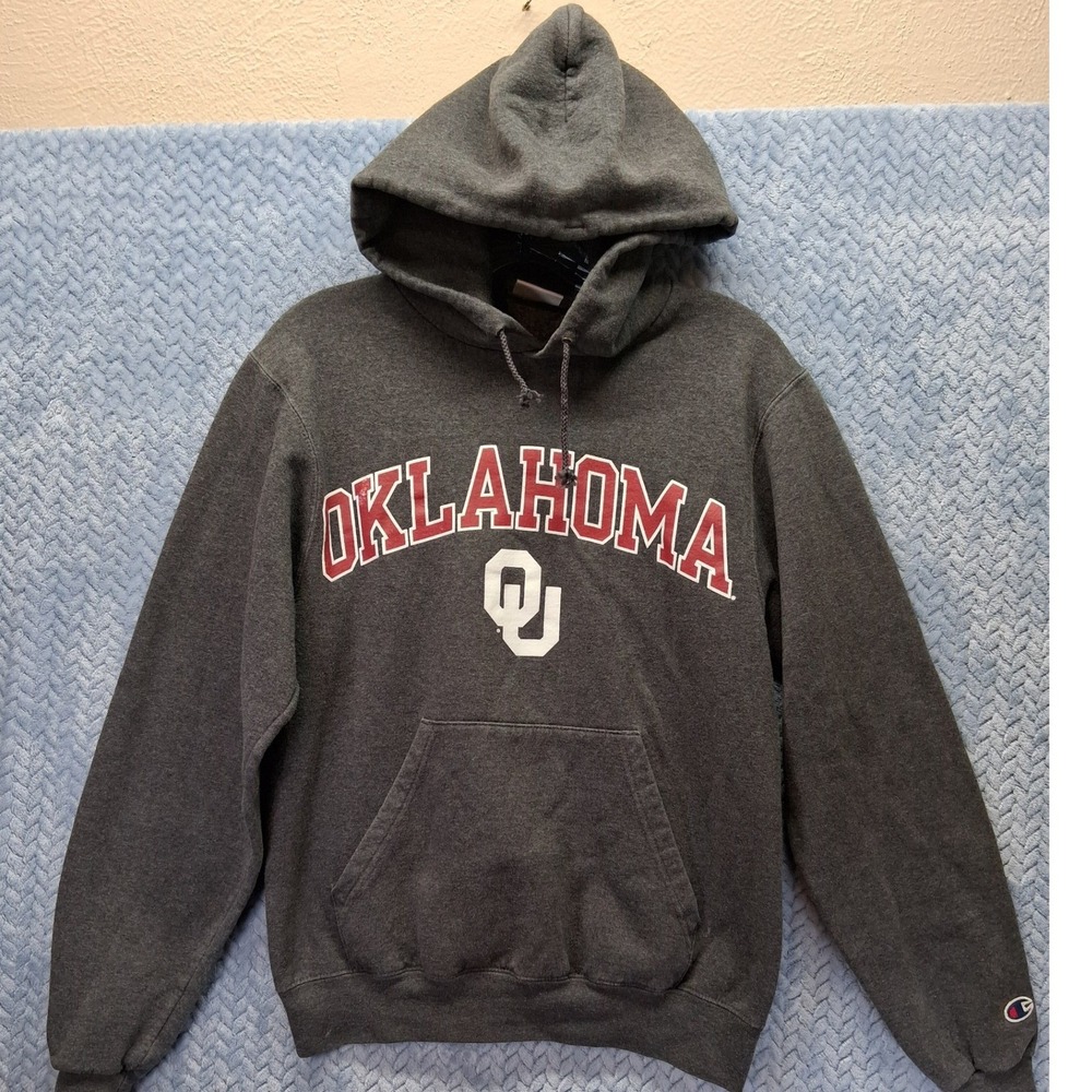 Champion Oklahoma Sooners Eco Fleece Hoodie Charcoal Gray XS College Sweatshirt